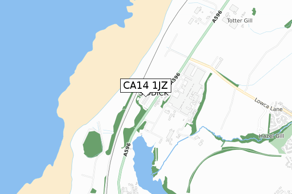 CA14 1JZ map - small scale - OS Open Zoomstack (Ordnance Survey)