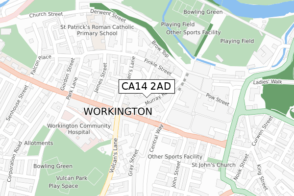 CA14 2AD map - large scale - OS Open Zoomstack (Ordnance Survey)