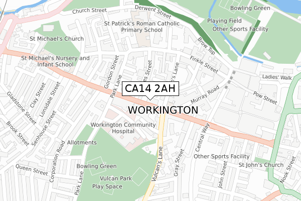 CA14 2AH map - large scale - OS Open Zoomstack (Ordnance Survey)