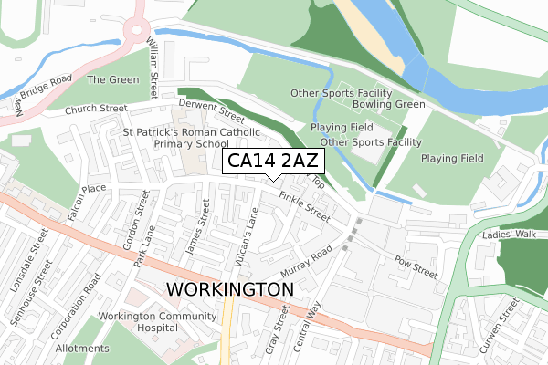 CA14 2AZ map - large scale - OS Open Zoomstack (Ordnance Survey)