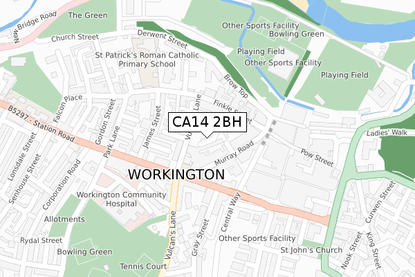 CA14 2BH map - large scale - OS Open Zoomstack (Ordnance Survey)