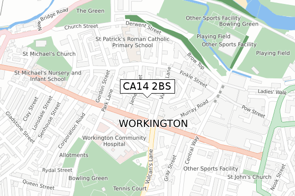 CA14 2BS map - large scale - OS Open Zoomstack (Ordnance Survey)