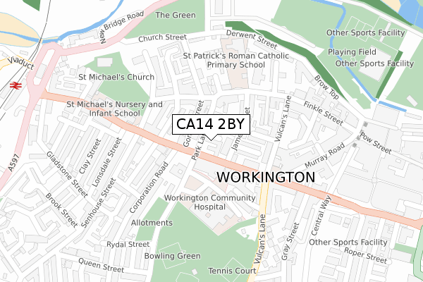 CA14 2BY map - large scale - OS Open Zoomstack (Ordnance Survey)