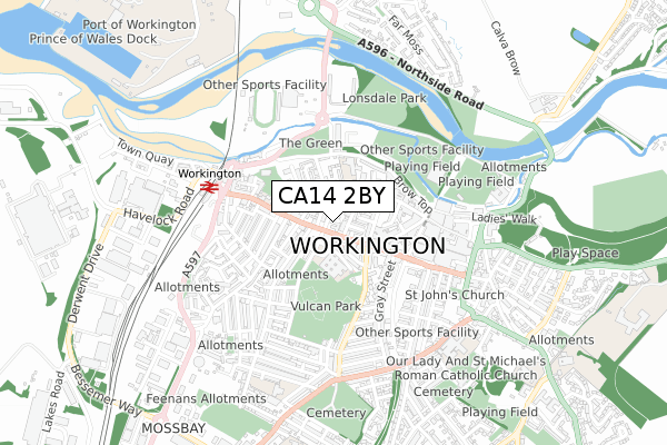 CA14 2BY map - small scale - OS Open Zoomstack (Ordnance Survey)