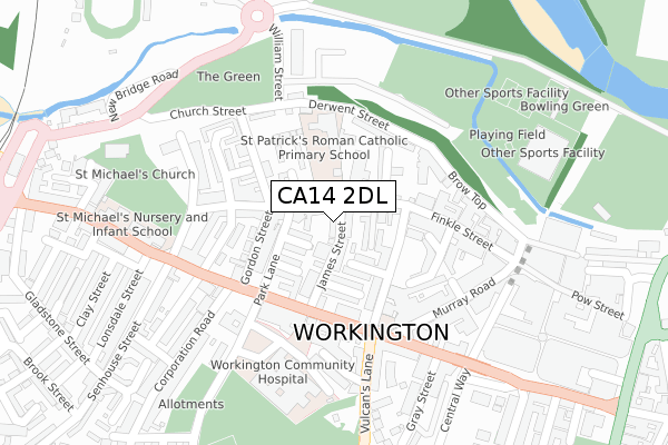 CA14 2DL map - large scale - OS Open Zoomstack (Ordnance Survey)