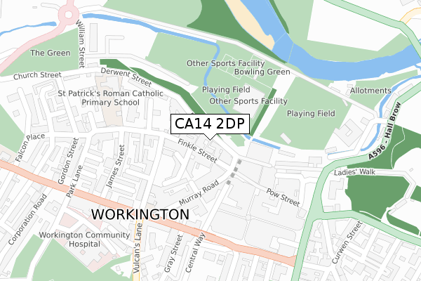 CA14 2DP map - large scale - OS Open Zoomstack (Ordnance Survey)