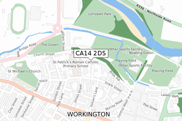CA14 2DS map - large scale - OS Open Zoomstack (Ordnance Survey)