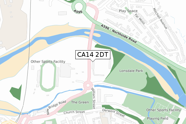 CA14 2DT map - large scale - OS Open Zoomstack (Ordnance Survey)