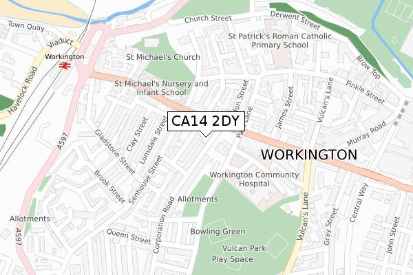 CA14 2DY map - large scale - OS Open Zoomstack (Ordnance Survey)