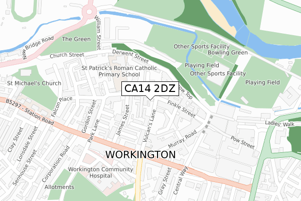 CA14 2DZ map - large scale - OS Open Zoomstack (Ordnance Survey)