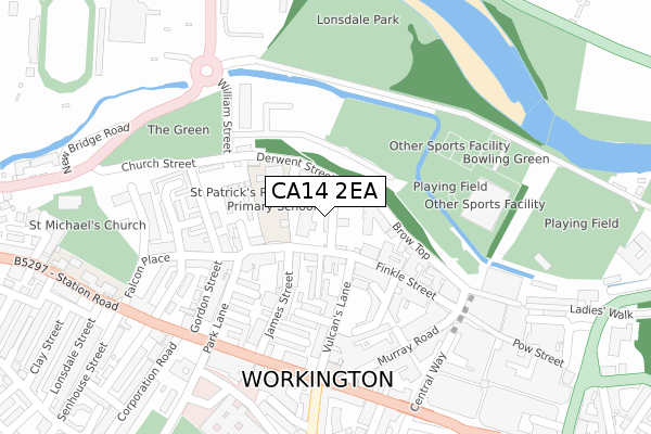 CA14 2EA map - large scale - OS Open Zoomstack (Ordnance Survey)