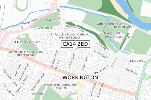 CA14 2ED map - large scale - OS Open Zoomstack (Ordnance Survey)