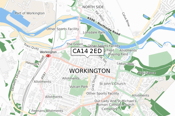 CA14 2ED map - small scale - OS Open Zoomstack (Ordnance Survey)