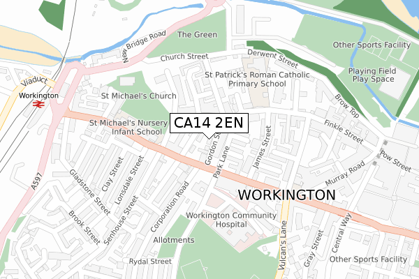 CA14 2EN map - large scale - OS Open Zoomstack (Ordnance Survey)