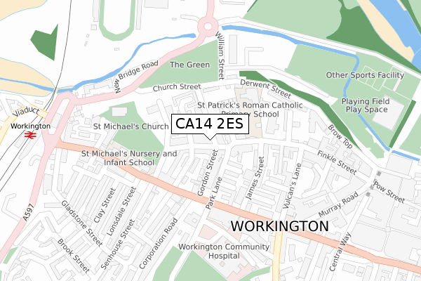 CA14 2ES map - large scale - OS Open Zoomstack (Ordnance Survey)