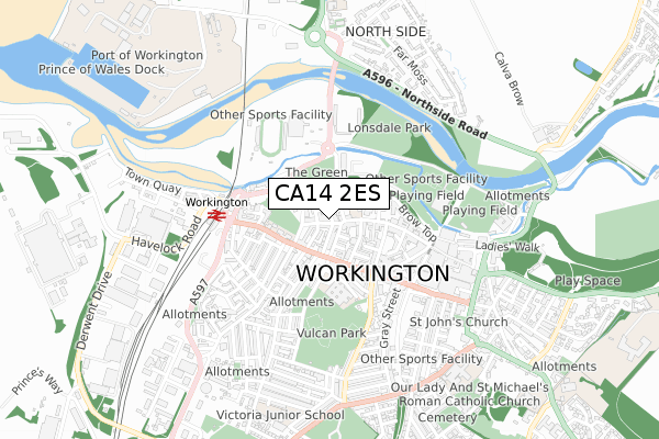 CA14 2ES map - small scale - OS Open Zoomstack (Ordnance Survey)