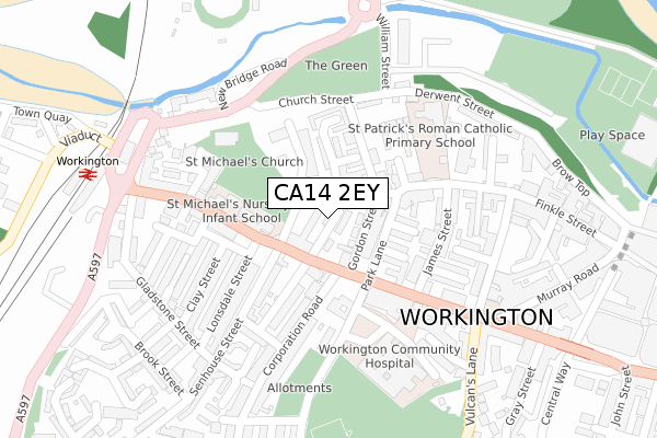 CA14 2EY map - large scale - OS Open Zoomstack (Ordnance Survey)