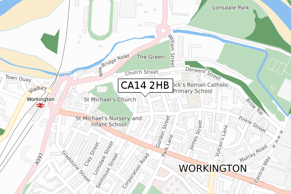 CA14 2HB map - large scale - OS Open Zoomstack (Ordnance Survey)