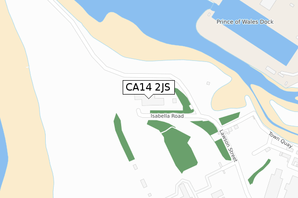 CA14 2JS map - large scale - OS Open Zoomstack (Ordnance Survey)