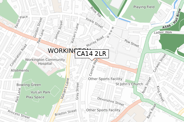 CA14 2LR map - large scale - OS Open Zoomstack (Ordnance Survey)