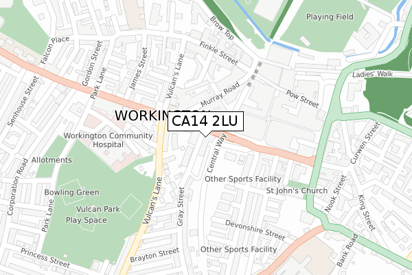 CA14 2LU map - large scale - OS Open Zoomstack (Ordnance Survey)