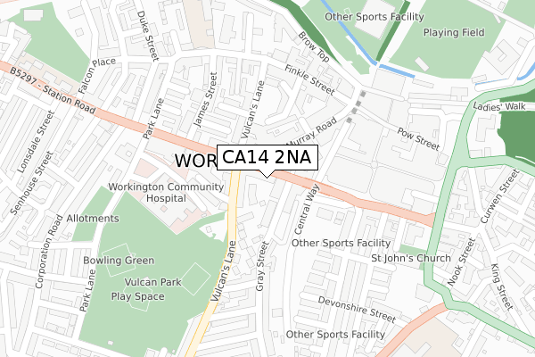 CA14 2NA map - large scale - OS Open Zoomstack (Ordnance Survey)