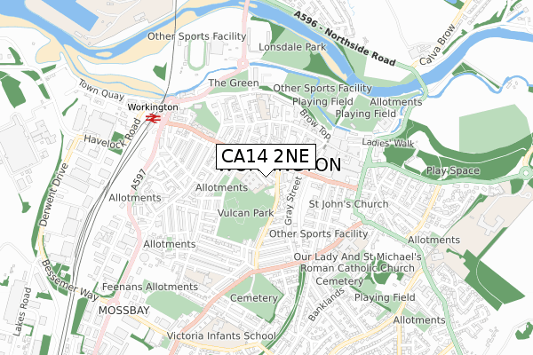 CA14 2NE map - small scale - OS Open Zoomstack (Ordnance Survey)