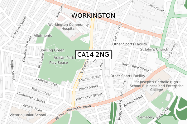 CA14 2NG map - large scale - OS Open Zoomstack (Ordnance Survey)