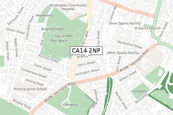 CA14 2NP map - large scale - OS Open Zoomstack (Ordnance Survey)