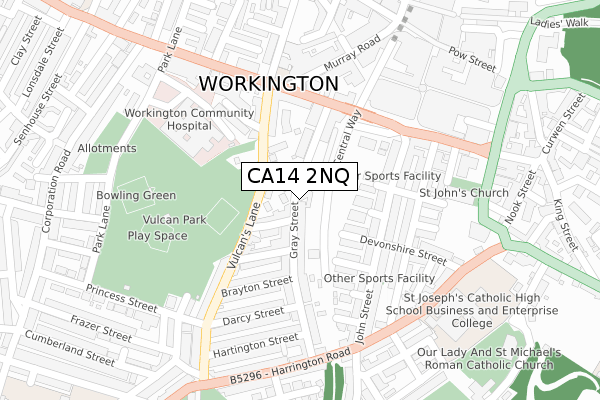 CA14 2NQ map - large scale - OS Open Zoomstack (Ordnance Survey)