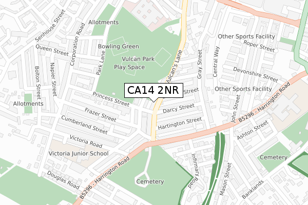 CA14 2NR map - large scale - OS Open Zoomstack (Ordnance Survey)