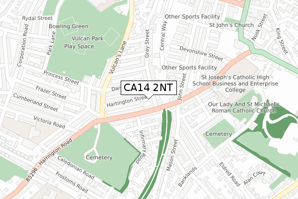 CA14 2NT map - large scale - OS Open Zoomstack (Ordnance Survey)