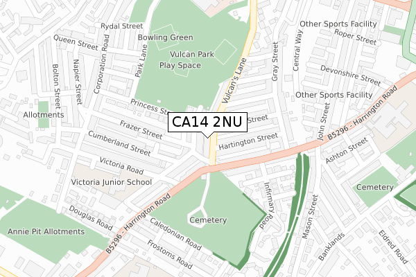 CA14 2NU map - large scale - OS Open Zoomstack (Ordnance Survey)