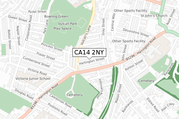 CA14 2NY map - large scale - OS Open Zoomstack (Ordnance Survey)