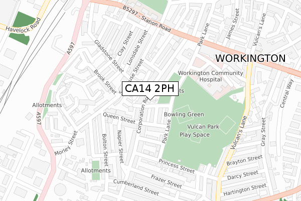 CA14 2PH map - large scale - OS Open Zoomstack (Ordnance Survey)