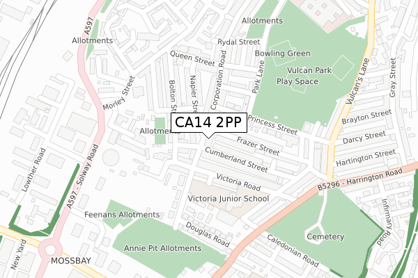 CA14 2PP map - large scale - OS Open Zoomstack (Ordnance Survey)