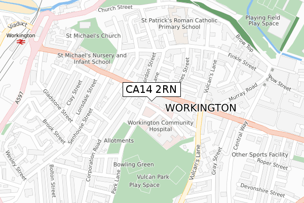 CA14 2RN map - large scale - OS Open Zoomstack (Ordnance Survey)