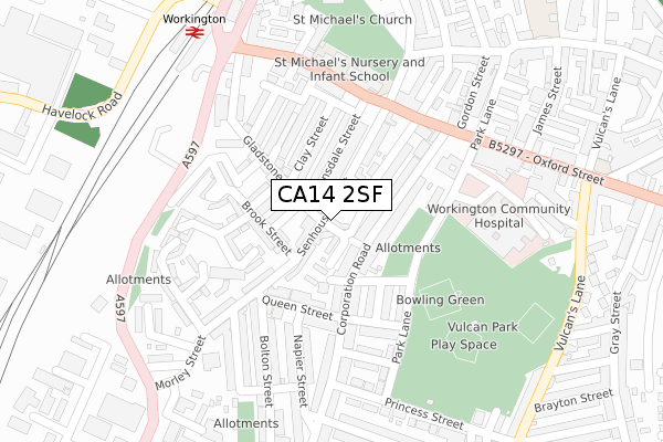 CA14 2SF map - large scale - OS Open Zoomstack (Ordnance Survey)