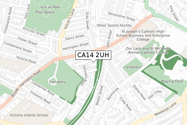 CA14 2UH map - large scale - OS Open Zoomstack (Ordnance Survey)