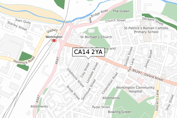 CA14 2YA map - large scale - OS Open Zoomstack (Ordnance Survey)