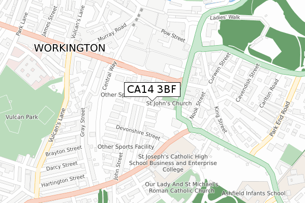 CA14 3BF map - large scale - OS Open Zoomstack (Ordnance Survey)