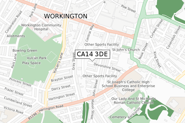 CA14 3DE map - large scale - OS Open Zoomstack (Ordnance Survey)