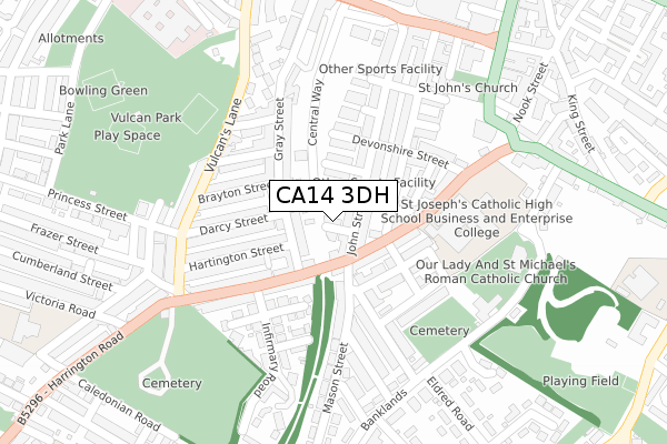 CA14 3DH map - large scale - OS Open Zoomstack (Ordnance Survey)