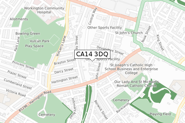 CA14 3DQ map - large scale - OS Open Zoomstack (Ordnance Survey)