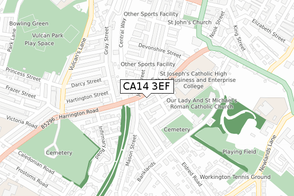 CA14 3EF map - large scale - OS Open Zoomstack (Ordnance Survey)