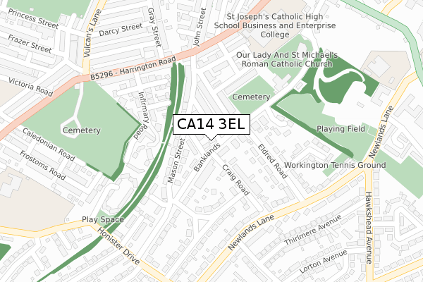 CA14 3EL map - large scale - OS Open Zoomstack (Ordnance Survey)