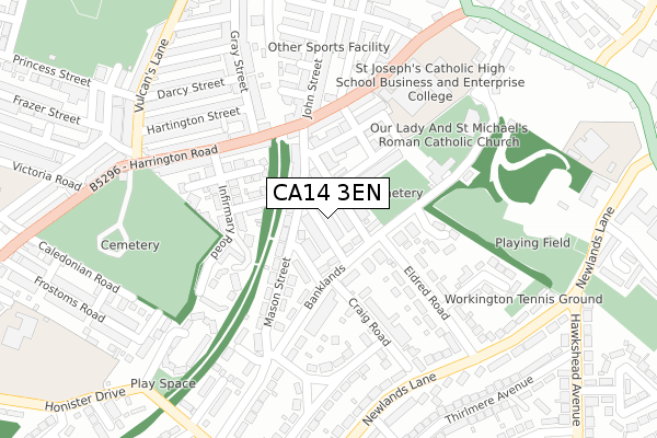 CA14 3EN map - large scale - OS Open Zoomstack (Ordnance Survey)