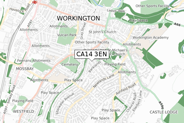 CA14 3EN map - small scale - OS Open Zoomstack (Ordnance Survey)