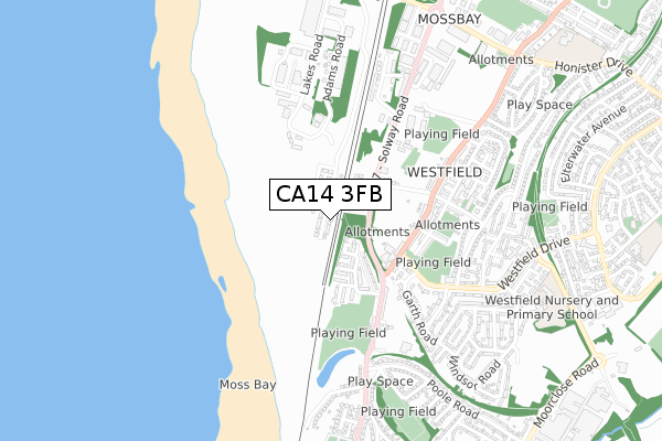 CA14 3FB map - small scale - OS Open Zoomstack (Ordnance Survey)