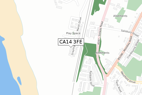 CA14 3FE map - large scale - OS Open Zoomstack (Ordnance Survey)